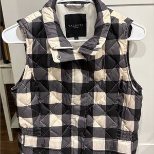 Talbots Black and Cream Quilted Vest